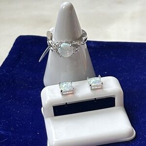 925 Sterling Silver genuine Opal‎ Jewelry Set